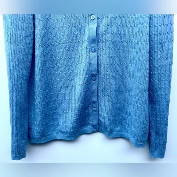 EUC Pendleton Merino Cable Knit Blue Textured Women's Cardigan Sweater, XL - Picture 4 of 12